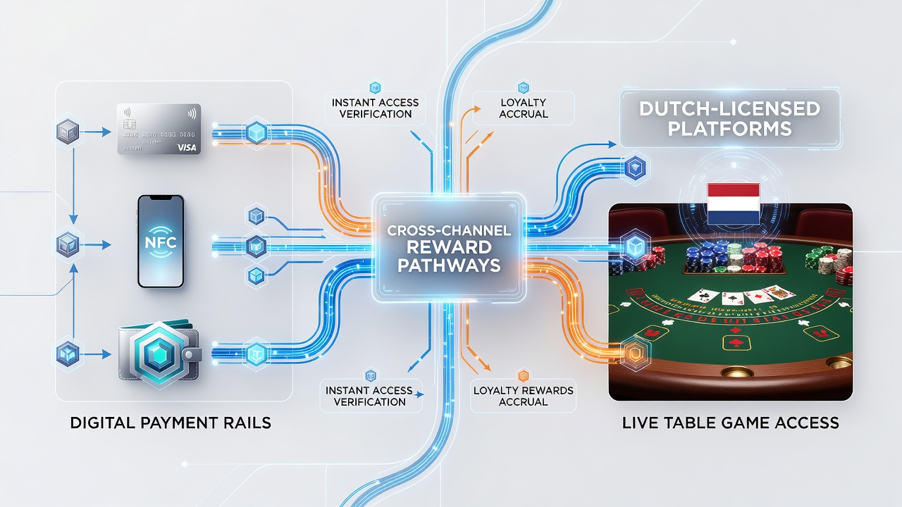 Diagram van cross-channel beloningsstromen naar live casino games