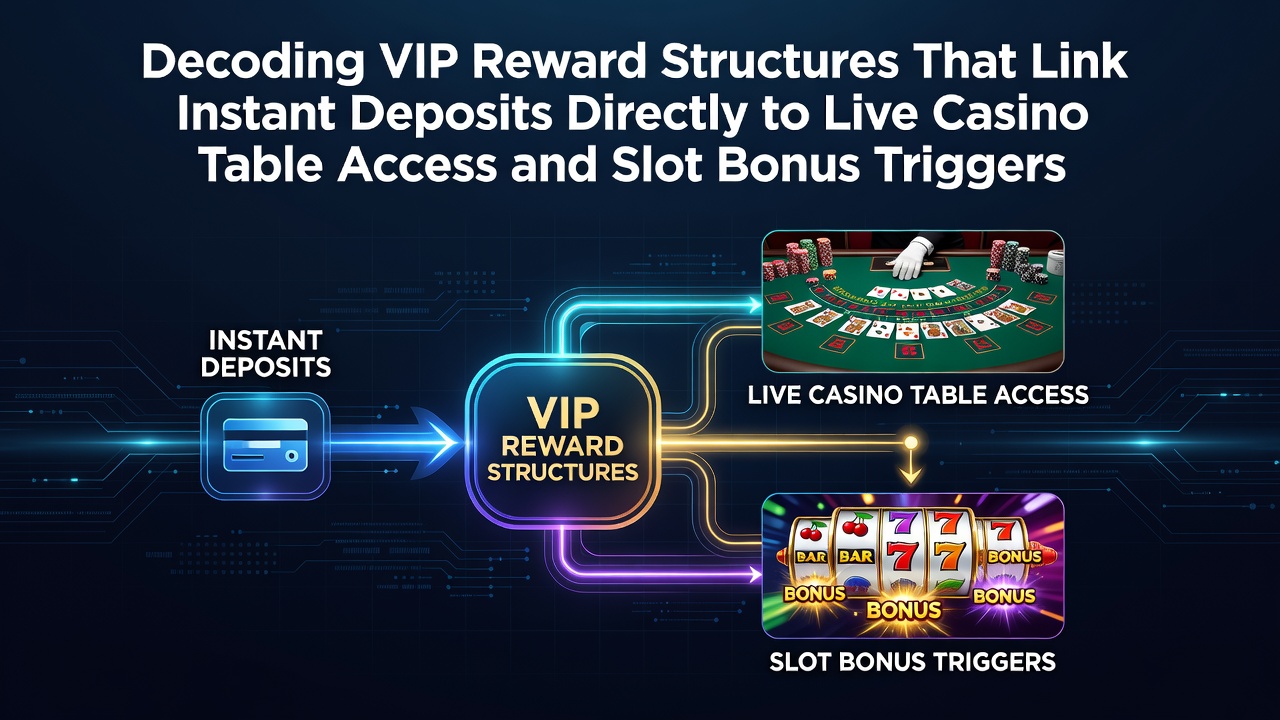 Illustratie van VIP beloningsstructuren met instant stortingen en live casino elementen