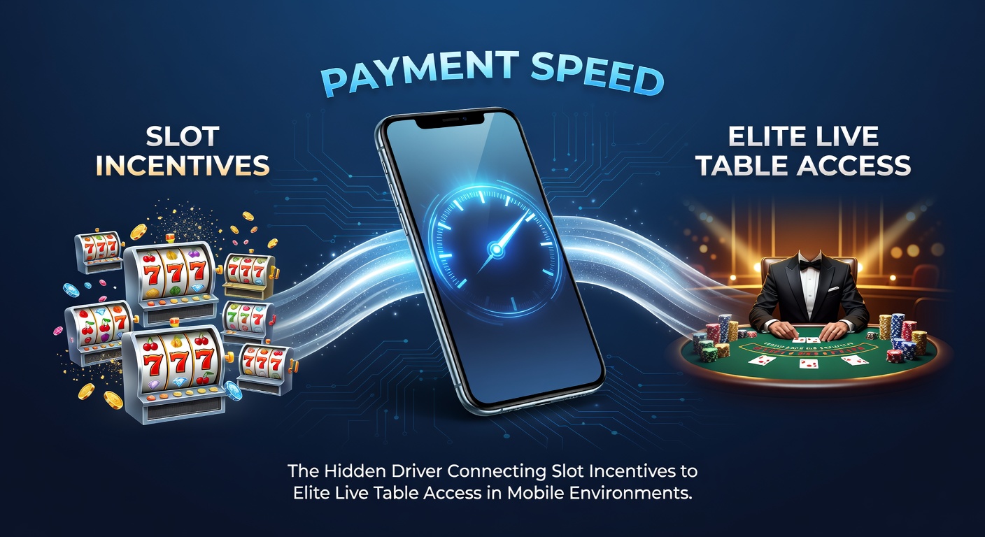 Mobiele app-interface met snelle betalingen en overgang van slots naar live blackjack tafels
