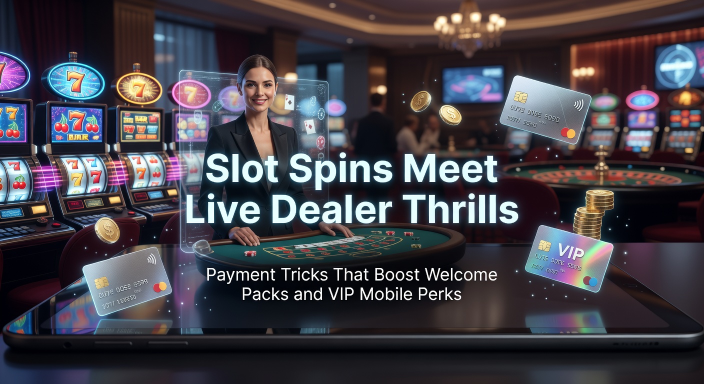 Spannende slots draaien naast live dealer tafels op een mobiel scherm, met betalingsiconen die bonussen activeren