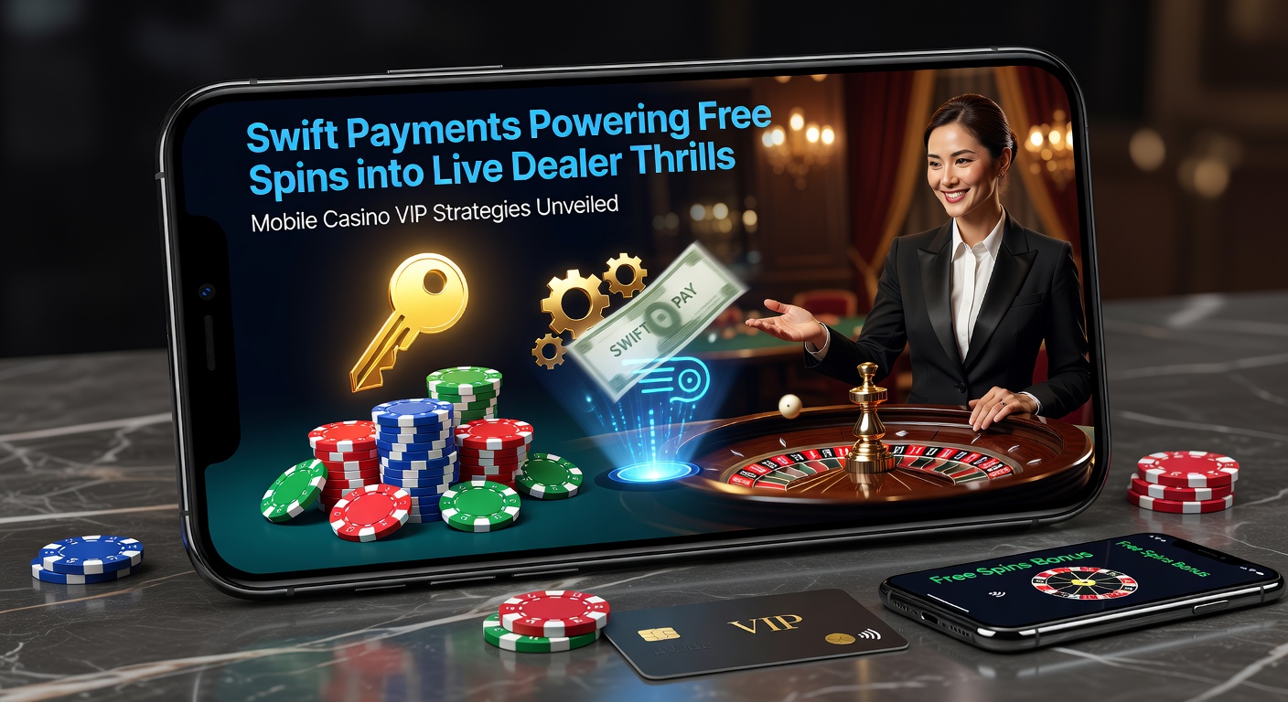 VIP-mobiele interface met free spins teller die overgaat in live roulette-wheel met snelle betaalknoppen