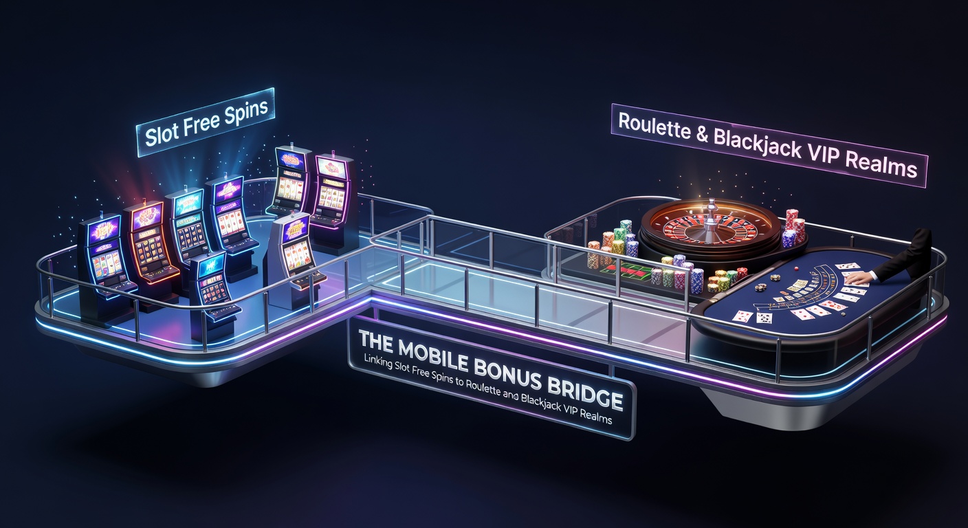 Mobiele interface toont free spins op slots die overgaan in VIP roulette tafels met bonussen